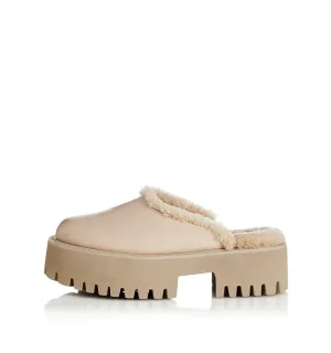 ALIAS MAE Womens Quinny Cream Shearling Leather Slides