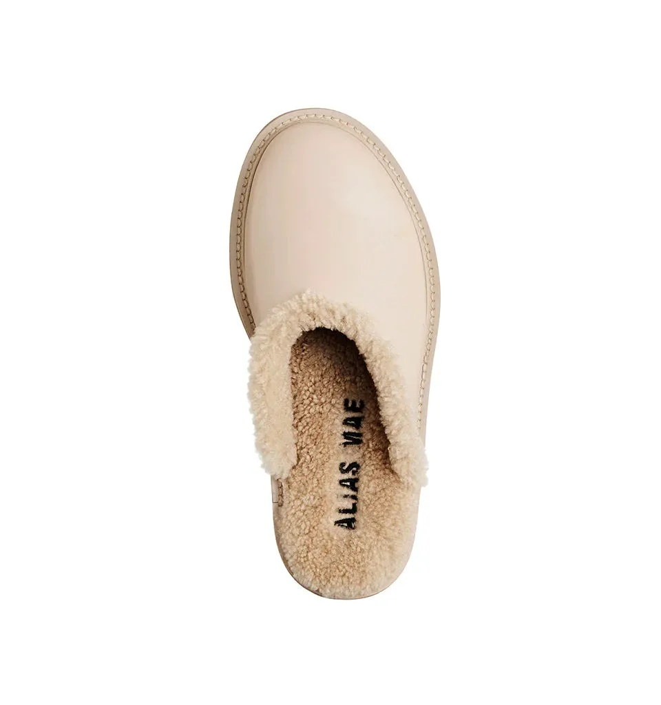ALIAS MAE Womens Quinny Cream Shearling Leather Slides