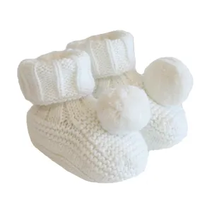 Alimrose | Pom Pom Baby Booties - Ivory