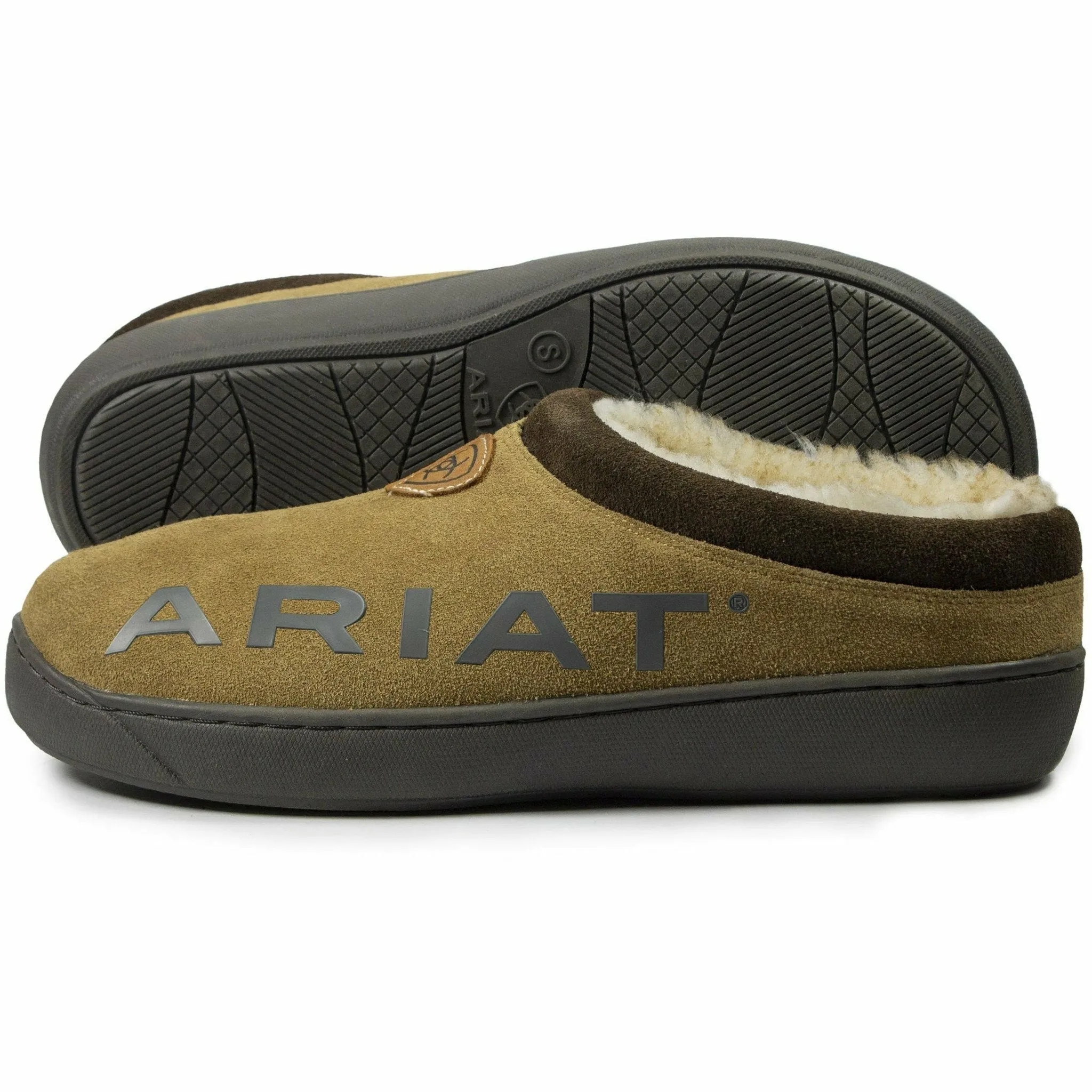 Ariat Mens Suede Clog Slippers with Ariat Logo