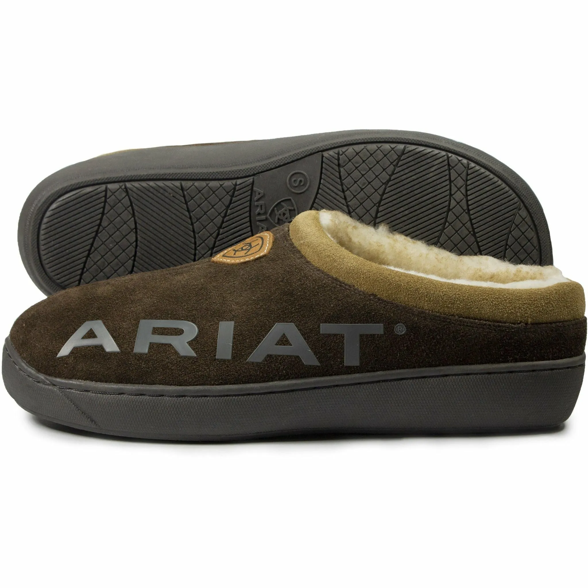 Ariat Mens Suede Clog Slippers with Ariat Logo