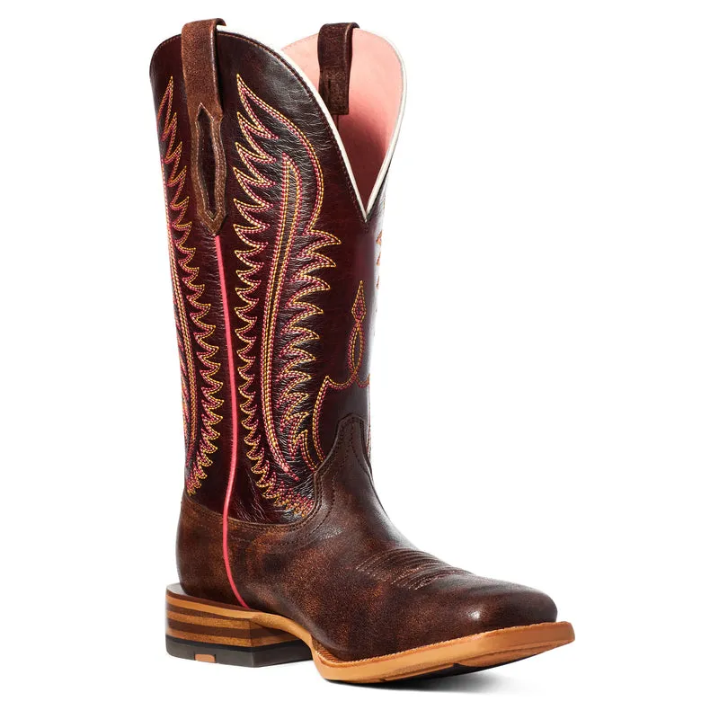 'Ariat' Women's 12" Belmont Western Square Toe - Crackled Cafe