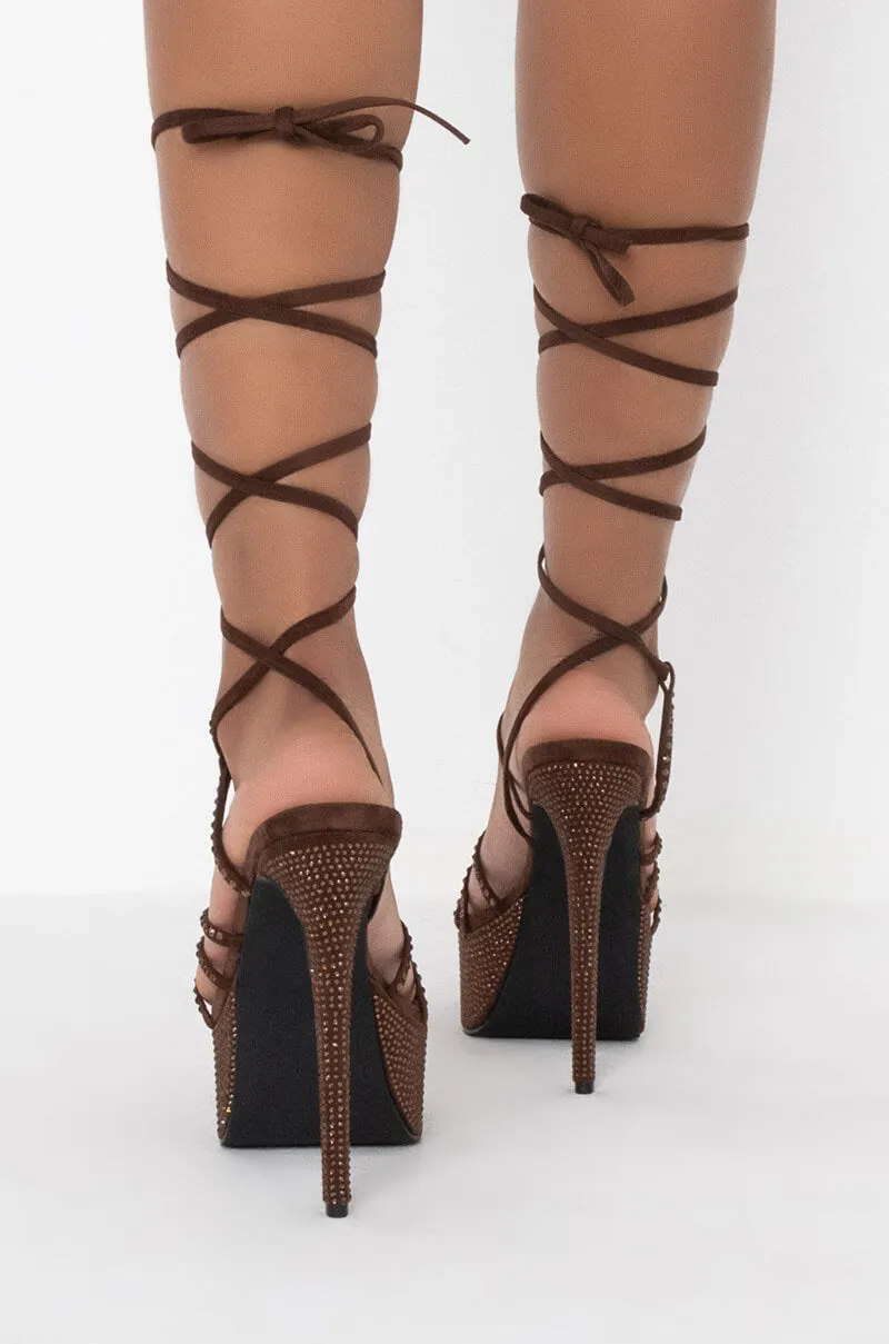 AZALEA WANG GIRLS NIGHT STILETTO SANDAL IN BROWN