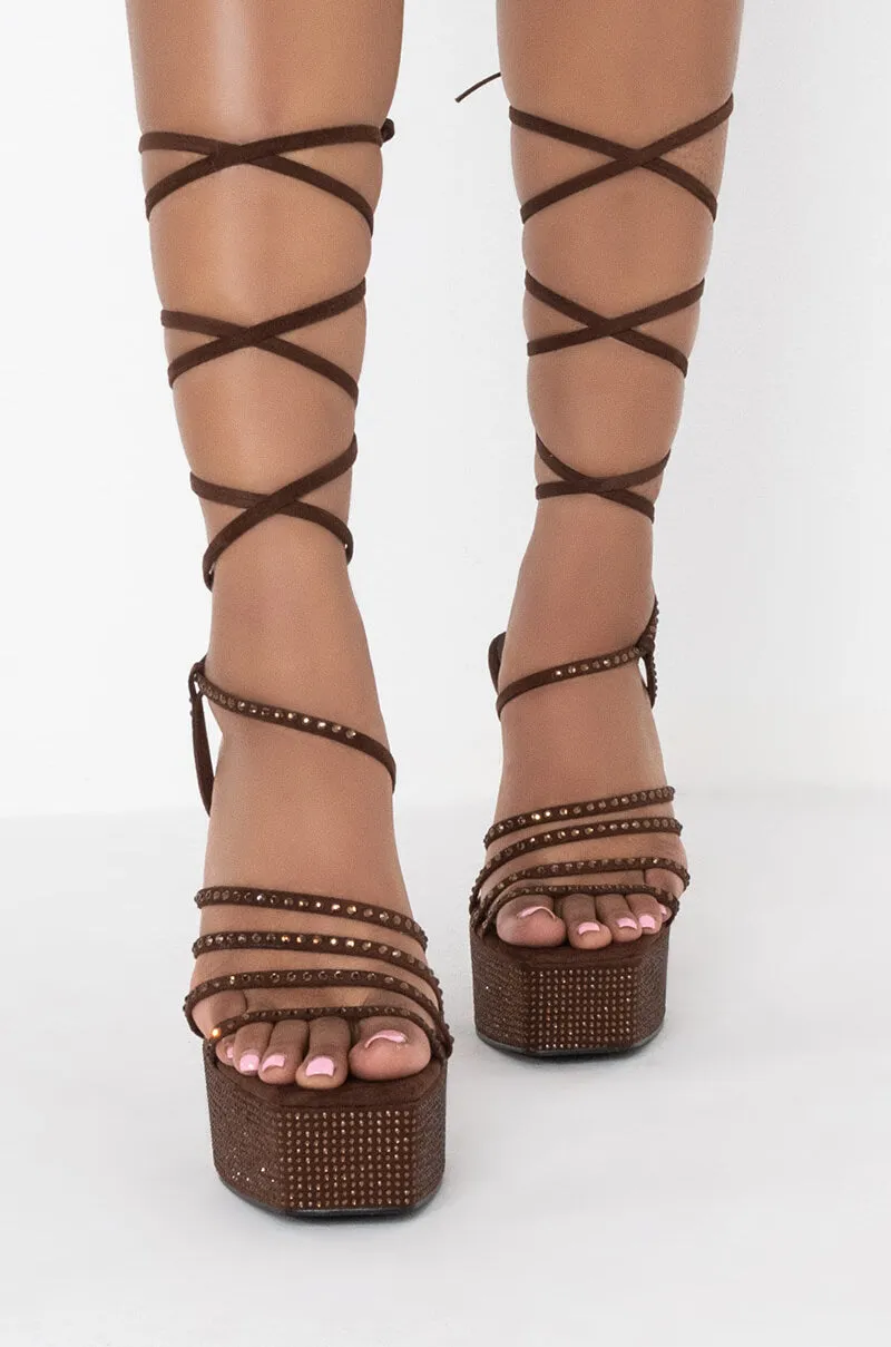 AZALEA WANG GIRLS NIGHT STILETTO SANDAL IN BROWN