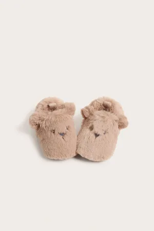 Baby and kids' beige bear booties