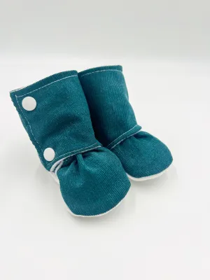 Baby Booties (Teal Blue Corduroy)