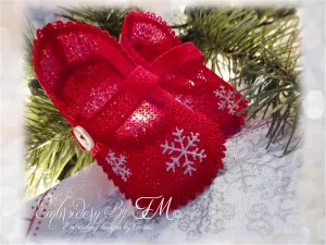 Baby booties with snowflakes No.34/ 5x7 hoop and 4x4 hoop