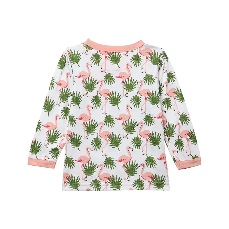 Baby Girl Flamingo Print Full Sleeve Bambino Set