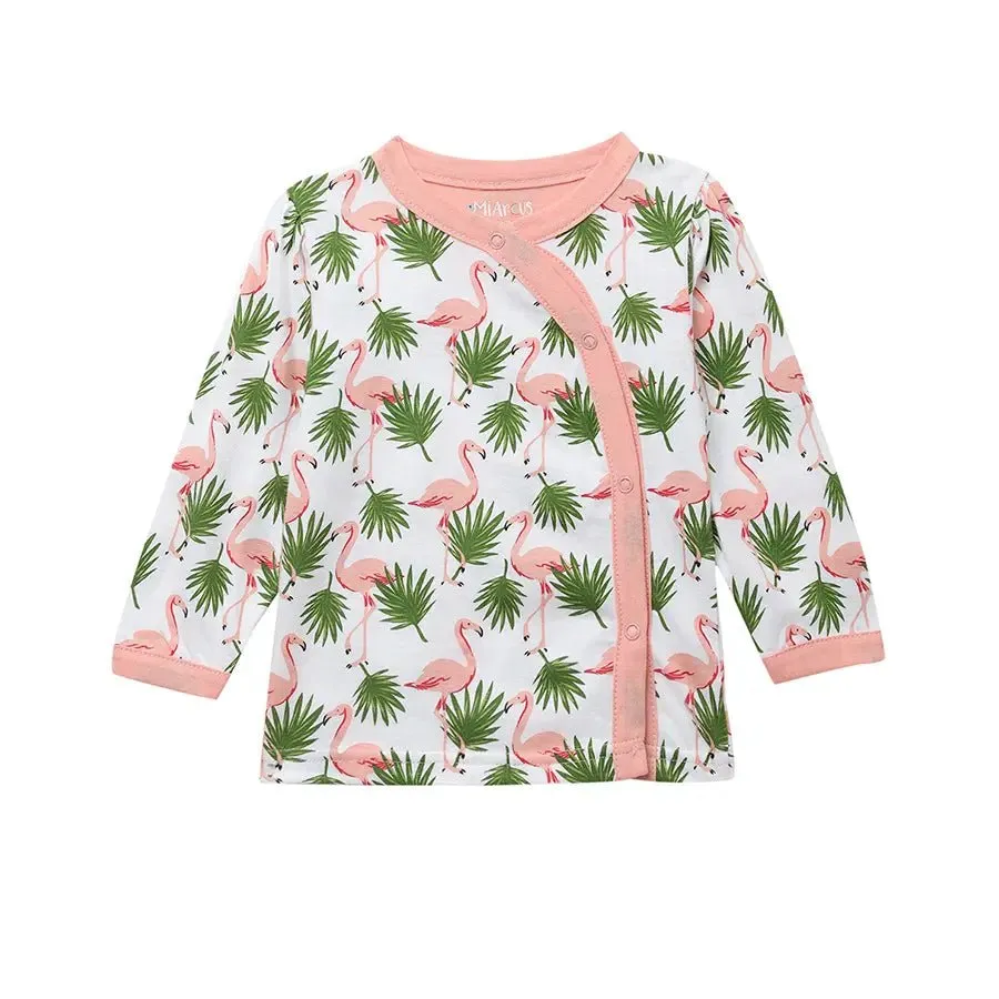 Baby Girl Flamingo Print Full Sleeve Bambino Set
