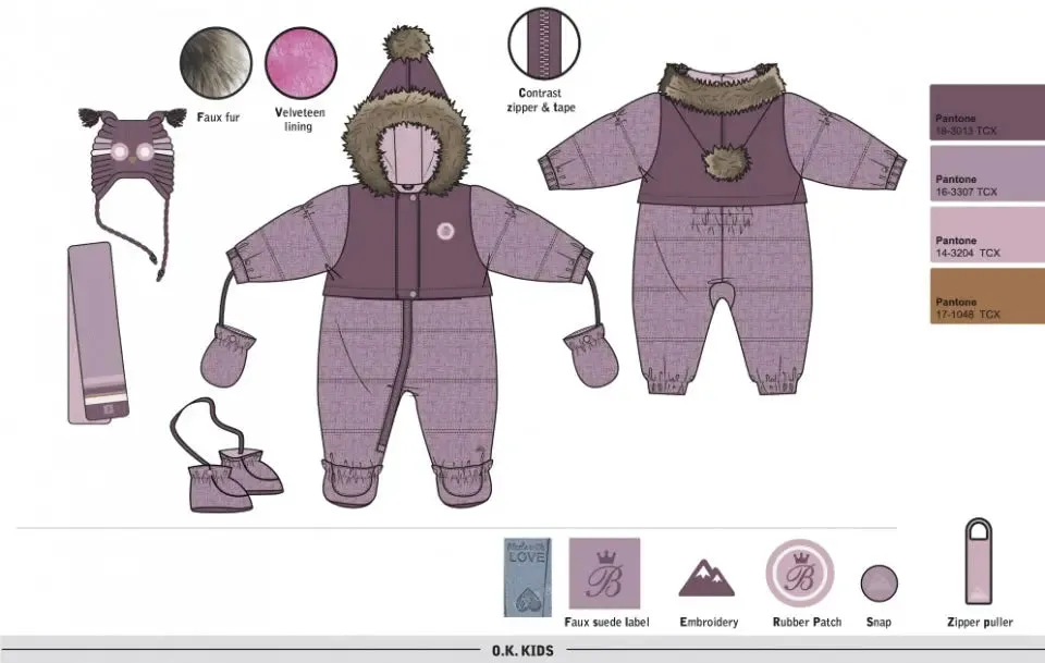 Baby Girls Snowsuit 4 PCS Set - Lavender Mist | Blizz