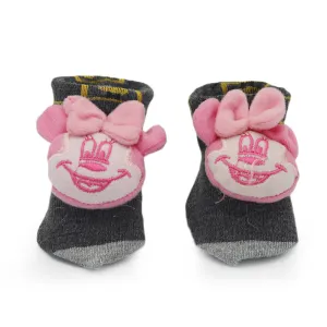 Baby Socks Booties - Pink - Dark Grey