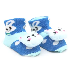 Baby Socks Booties - Steel Blue