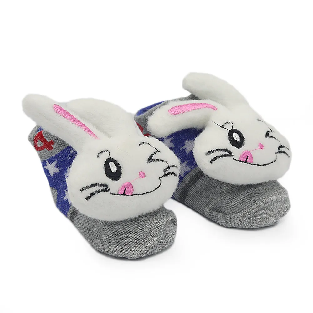 Baby Socks Booties - White - Light Grey