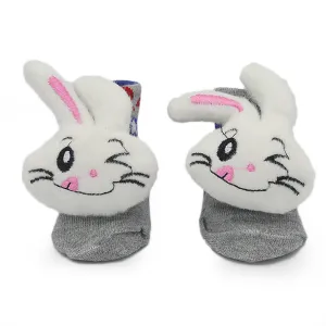 Baby Socks Booties - White - Light Grey