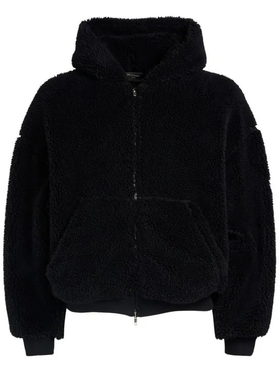 Balenciaga   Faux shearling zip-up hoodie 