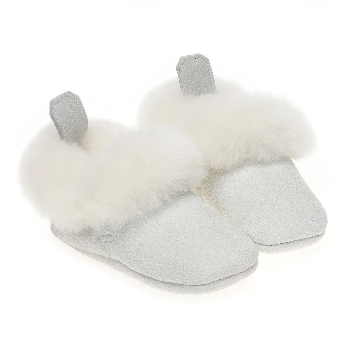Barra Hand-Stitched Sheepskin Baby Booties - White