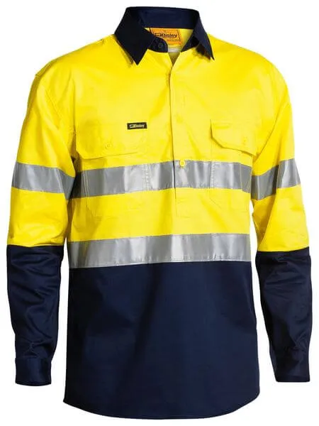 Bisley Taped Hi Vis Closed Front Cool Lightweight Shirt - Long Sleeve-(BSC6896)