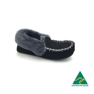 Black & Charcoal Moccasins