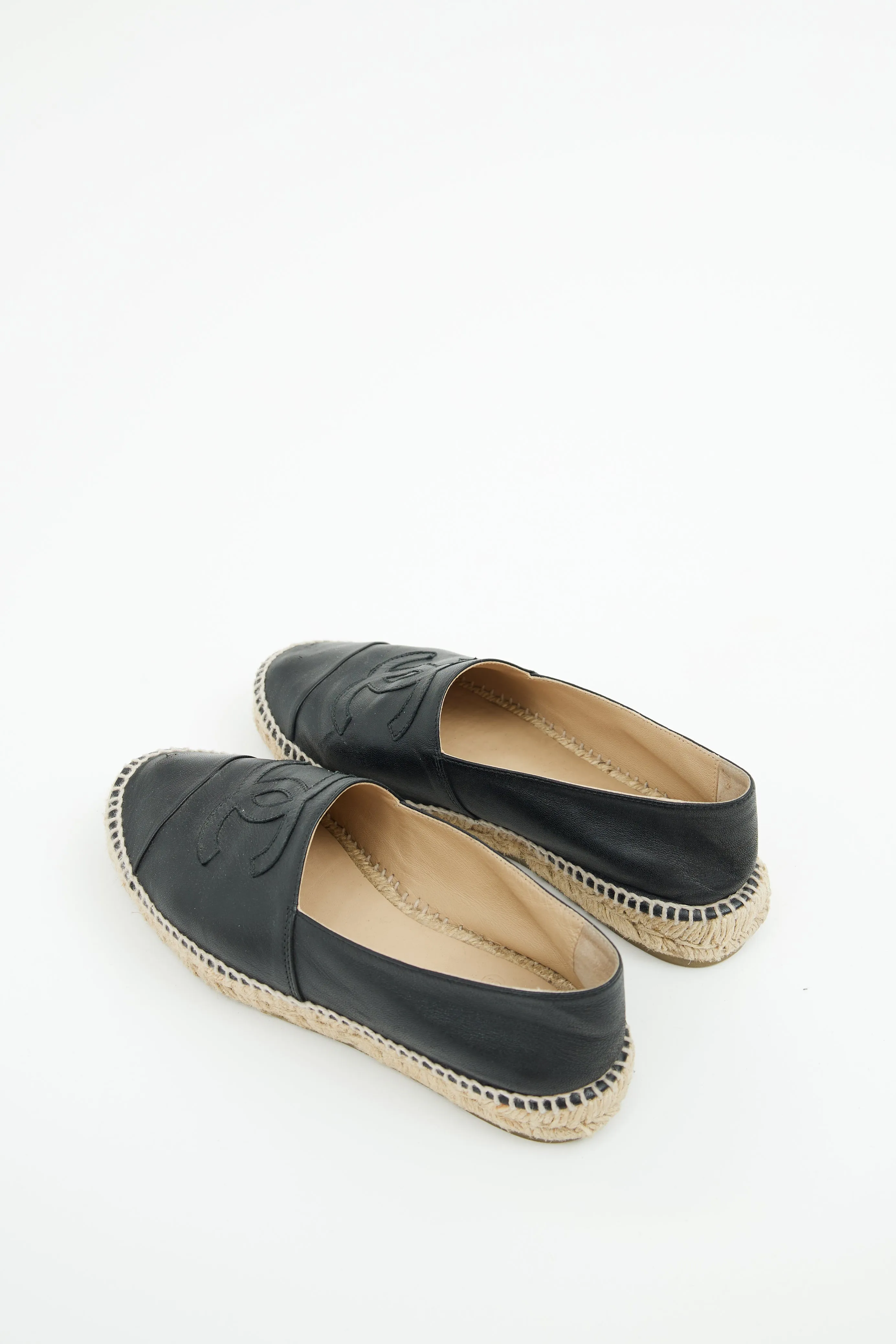 Black CC Leather Espadrille