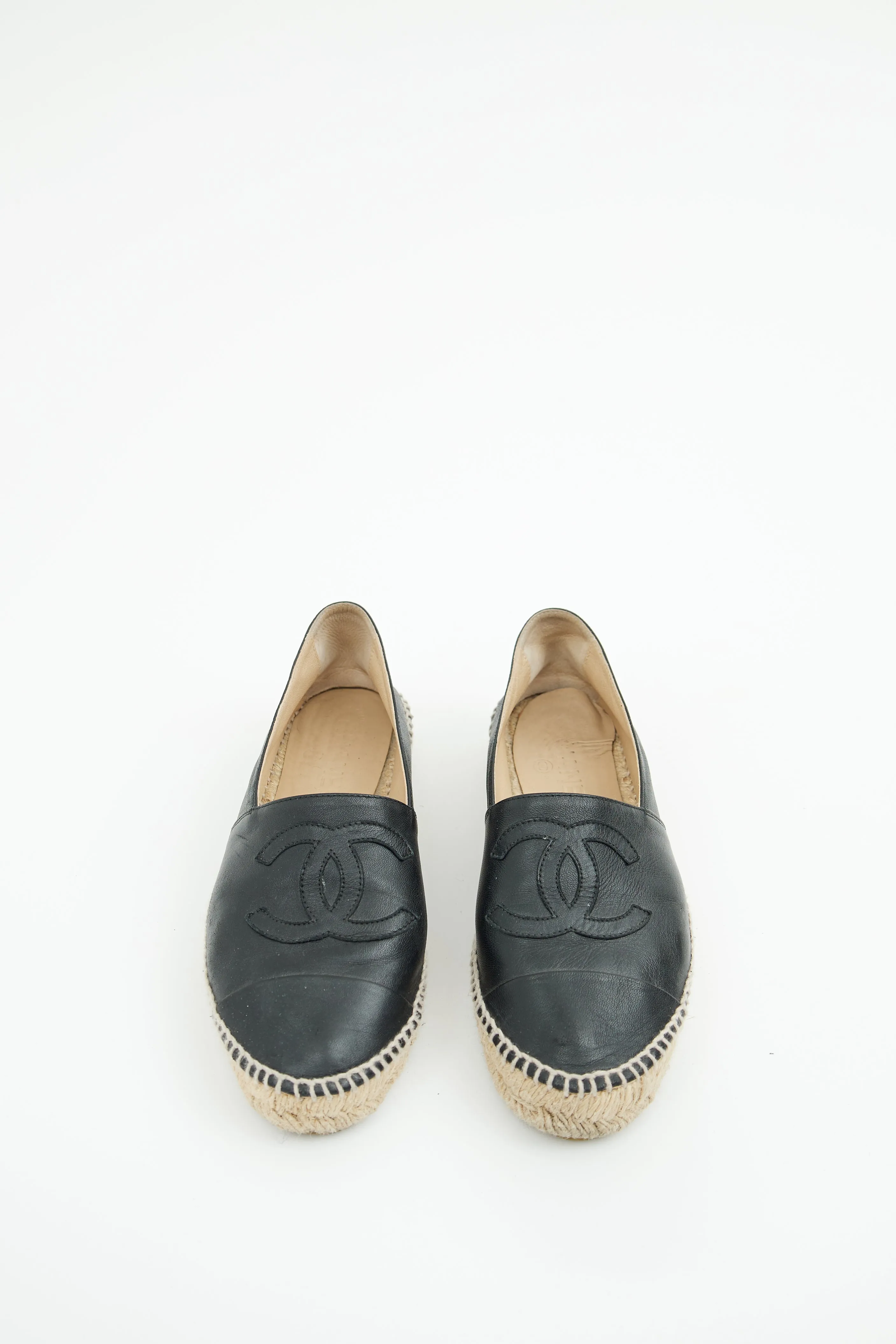 Black CC Leather Espadrille