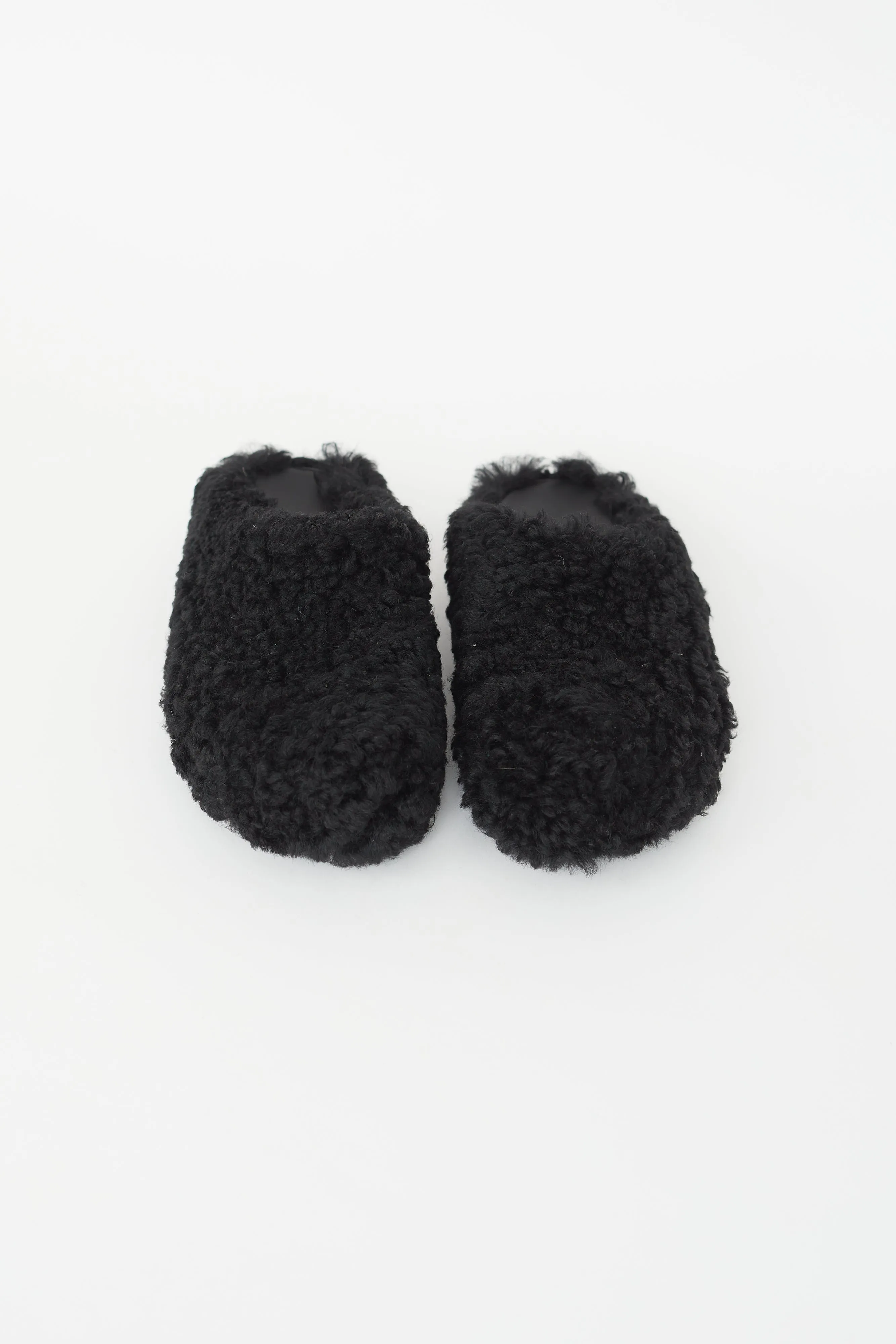 Black Shearling Fussbett Sabot Mule