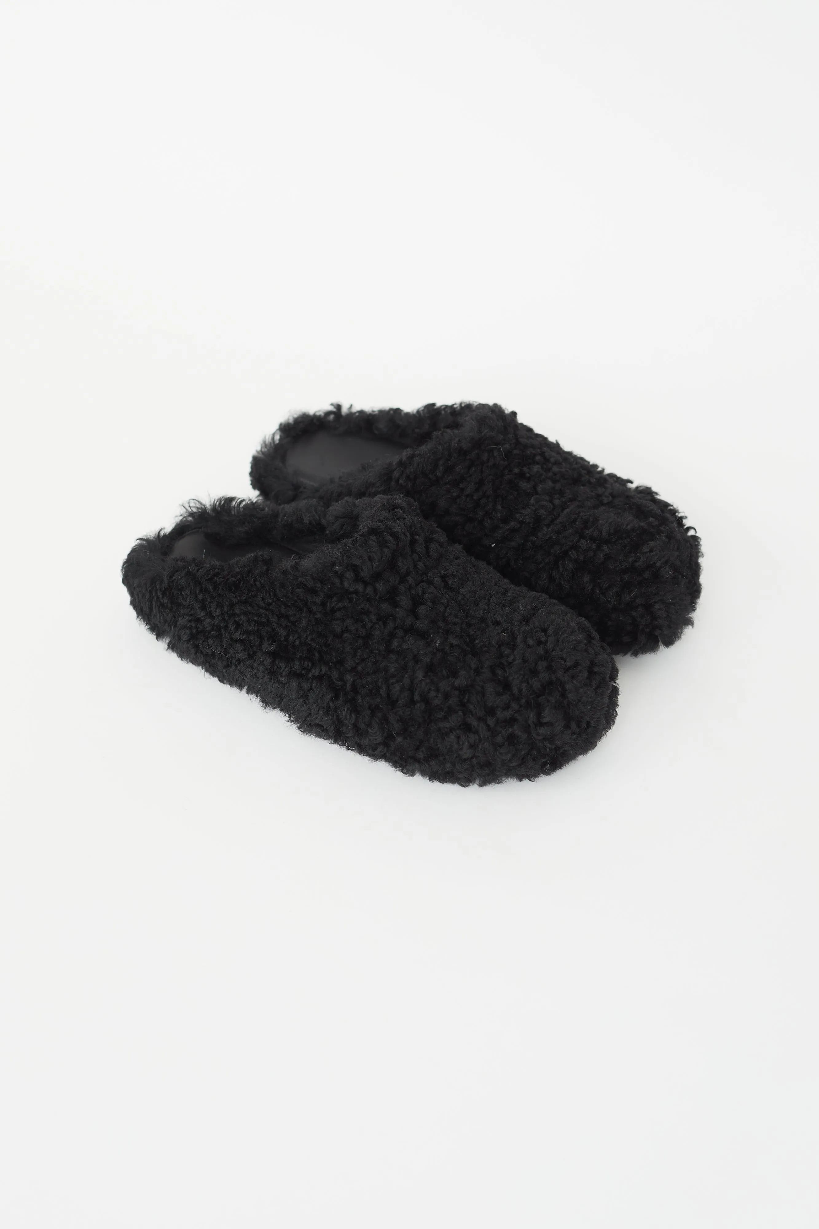 Black Shearling Fussbett Sabot Mule