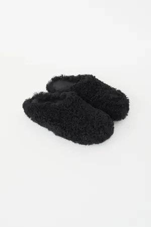 Black Shearling Fussbett Sabot Mule