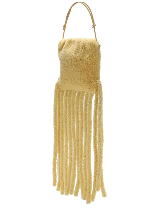 Bottega Veneta   Curly shearling fringed teddy clutch 