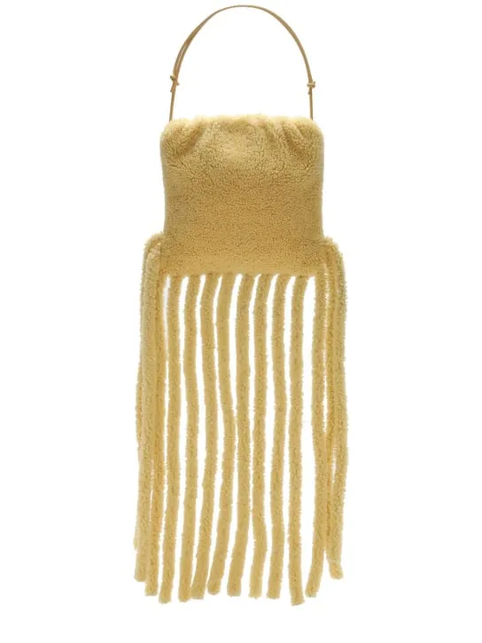 Bottega Veneta   Curly shearling fringed teddy clutch 