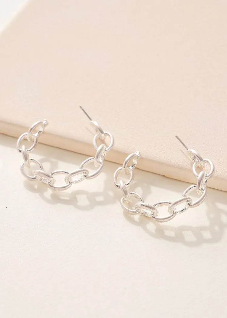 Bronte Chain Hoops - Silver