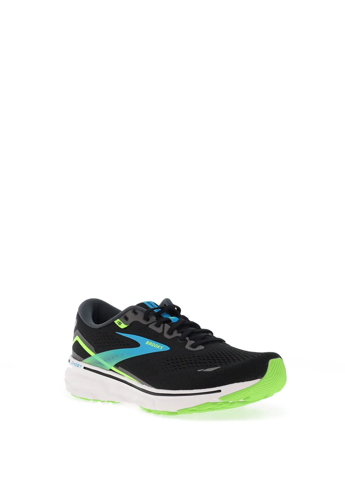 Brooks Mens Ghost 15 Running Shoes, Black & Hawaiian Ocean