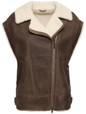 Brunello Cucinelli   Suede shearling vest 