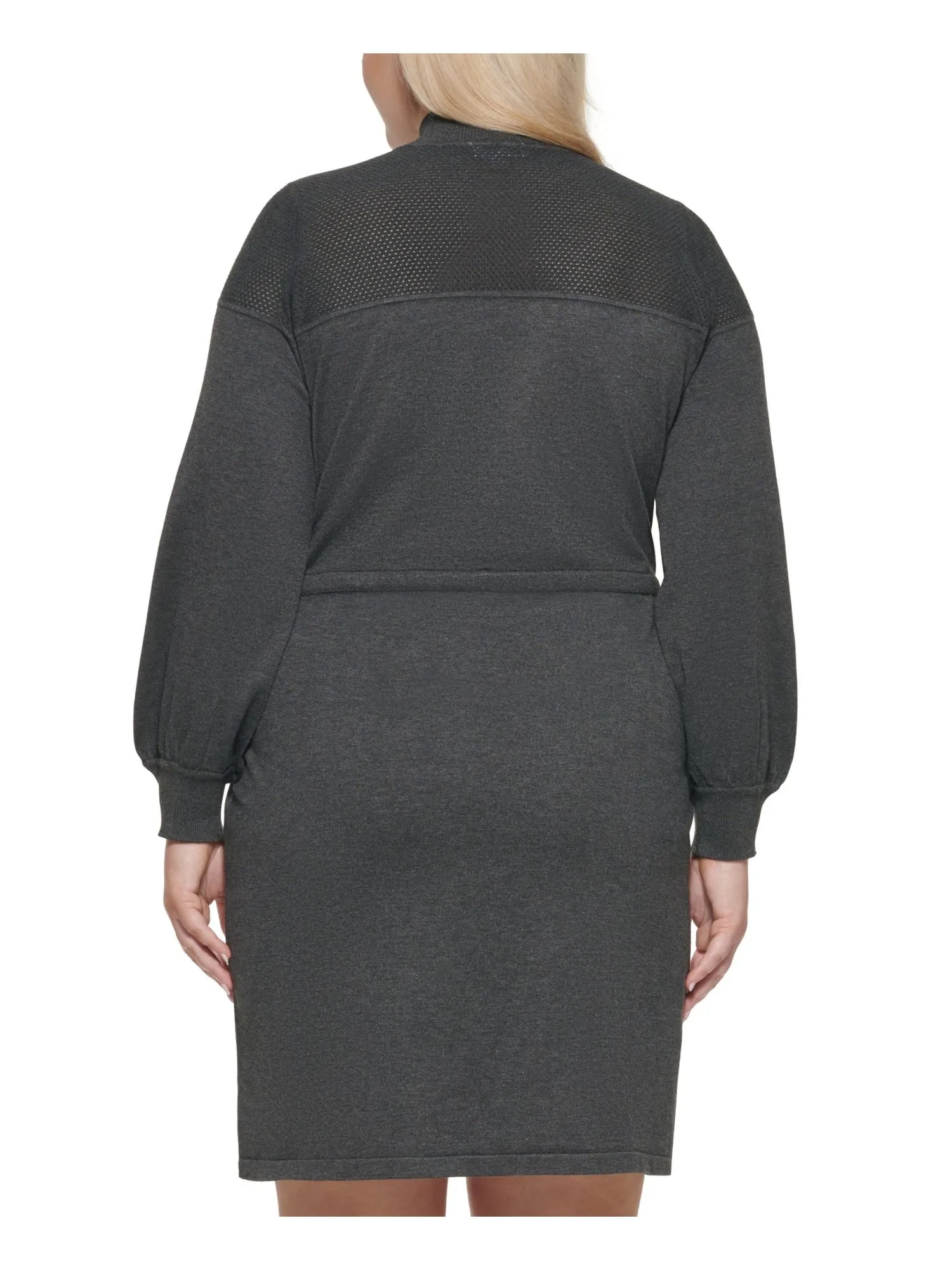 CALVIN KLEIN Womens Ribbed Long Sleeve Mock Neck Above The Knee Wear To Work Sweater Dress