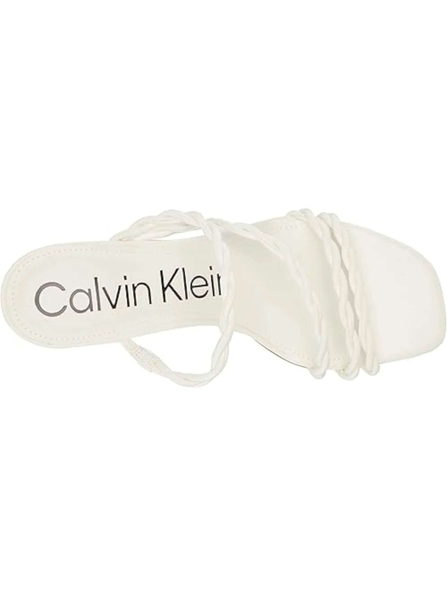 CALVIN KLEIN Womens White Twisted Straps Goring Asymmetrical Ileyia Open Toe Kitten Heel Slip On Heeled M