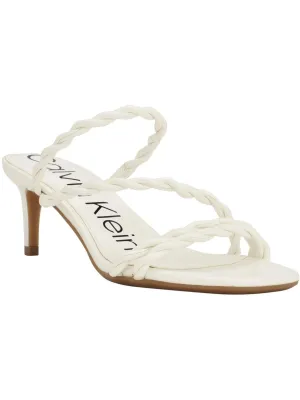 CALVIN KLEIN Womens White Twisted Straps Goring Asymmetrical Ileyia Open Toe Kitten Heel Slip On Heeled M