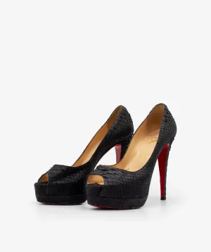 Christian Louboutin Python Leather Peep Toe Heels RJC1065
