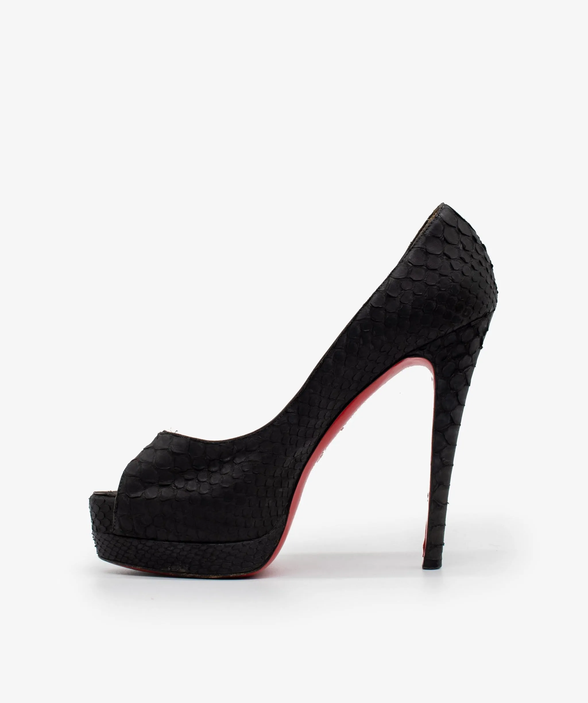 Christian Louboutin Python Leather Peep Toe Heels RJC1065