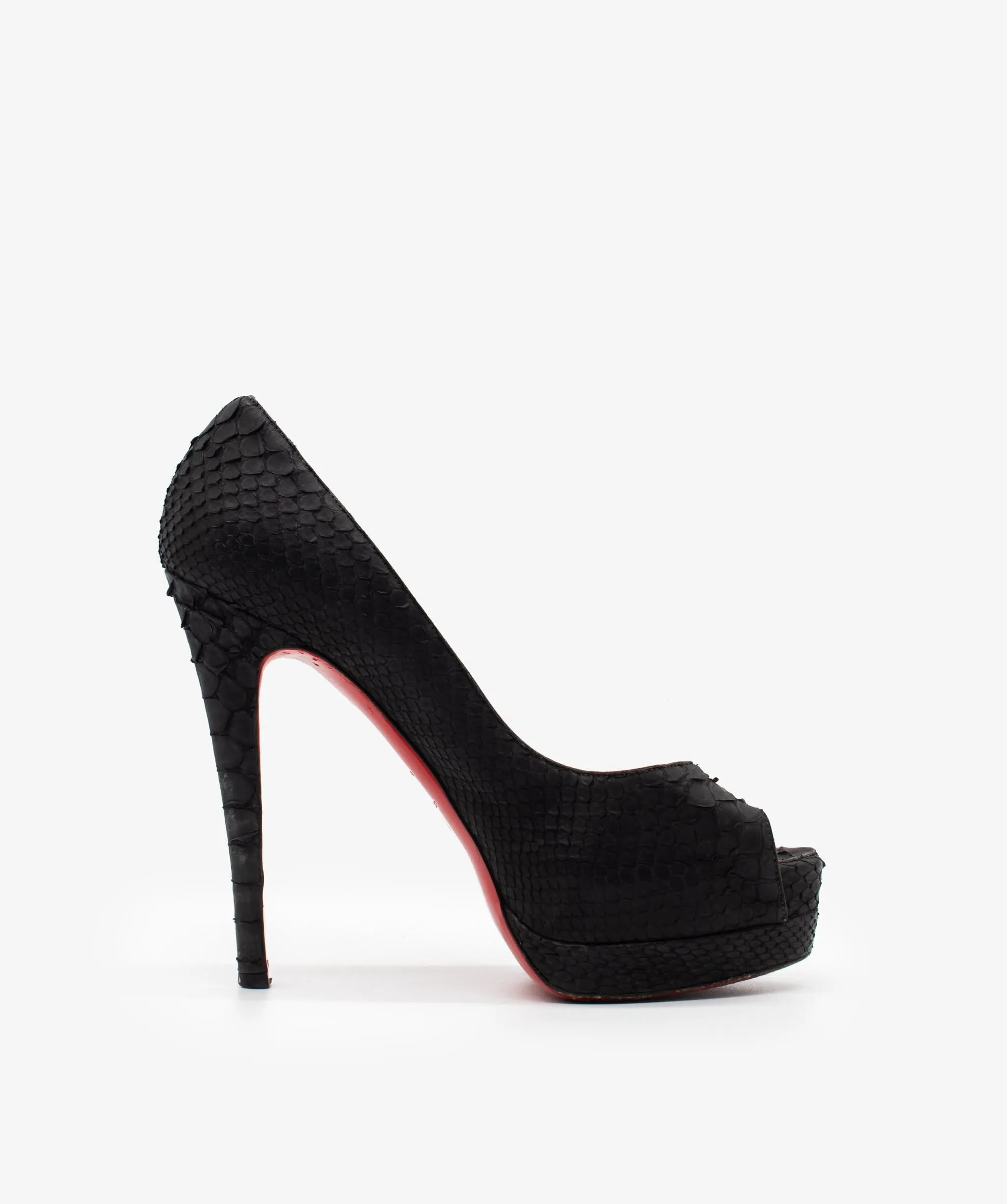 Christian Louboutin Python Leather Peep Toe Heels RJC1065