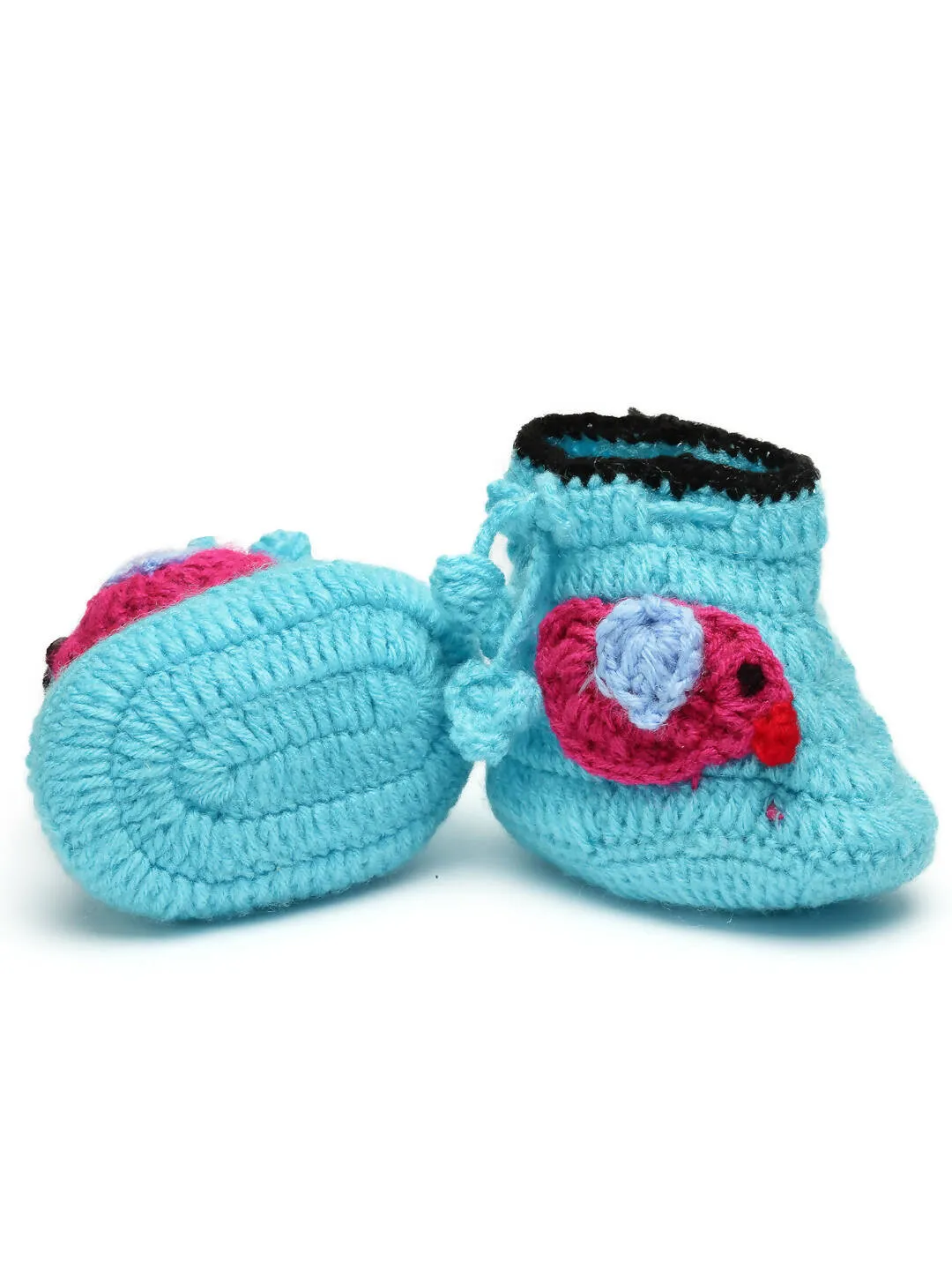 Chutput Kids Woollen Hand Knitted Bird Detailed Booties - Blue