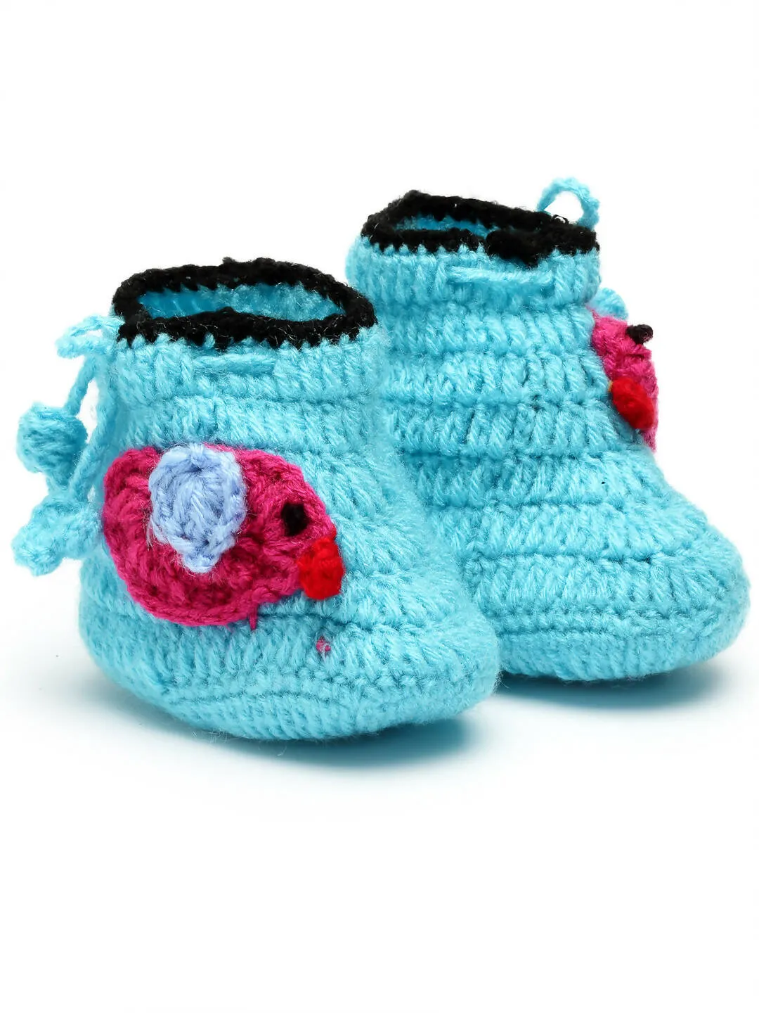 Chutput Kids Woollen Hand Knitted Bird Detailed Booties - Blue