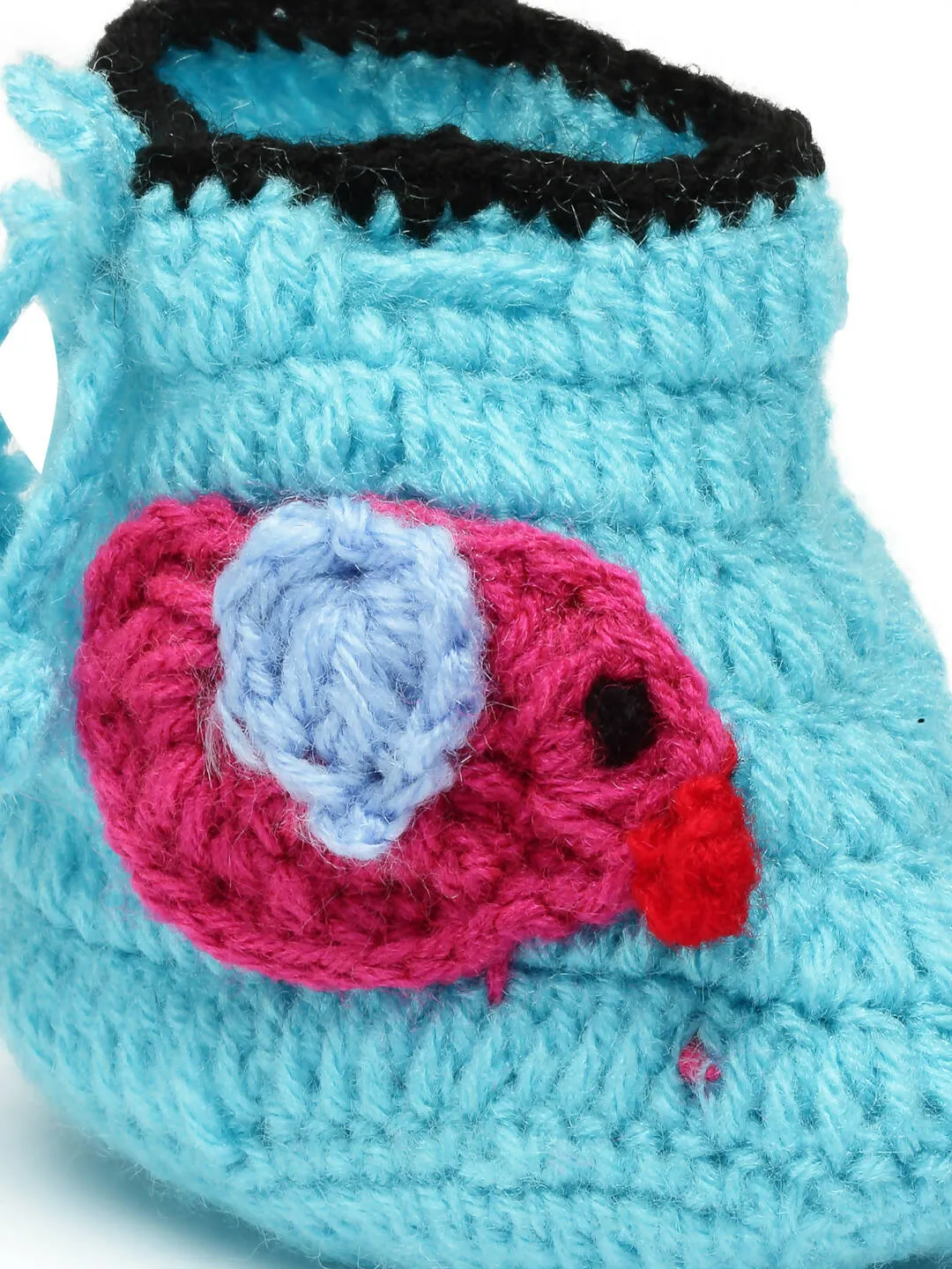 Chutput Kids Woollen Hand Knitted Bird Detailed Booties - Blue