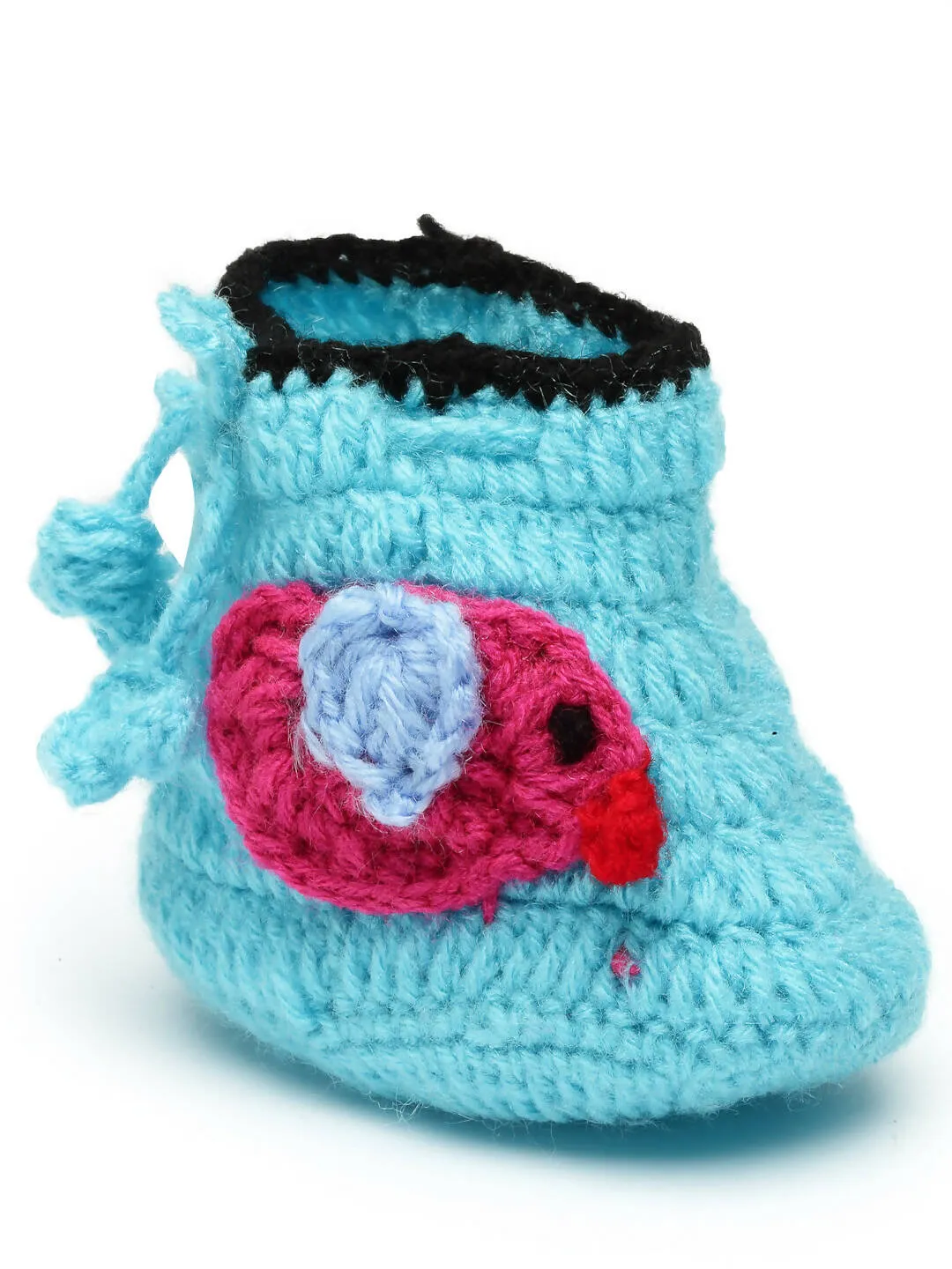 Chutput Kids Woollen Hand Knitted Bird Detailed Booties - Blue