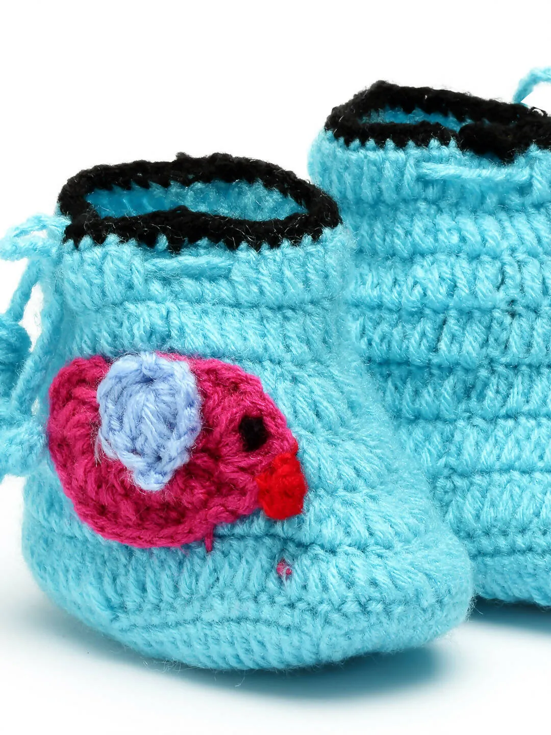 Chutput Kids Woollen Hand Knitted Bird Detailed Booties - Blue