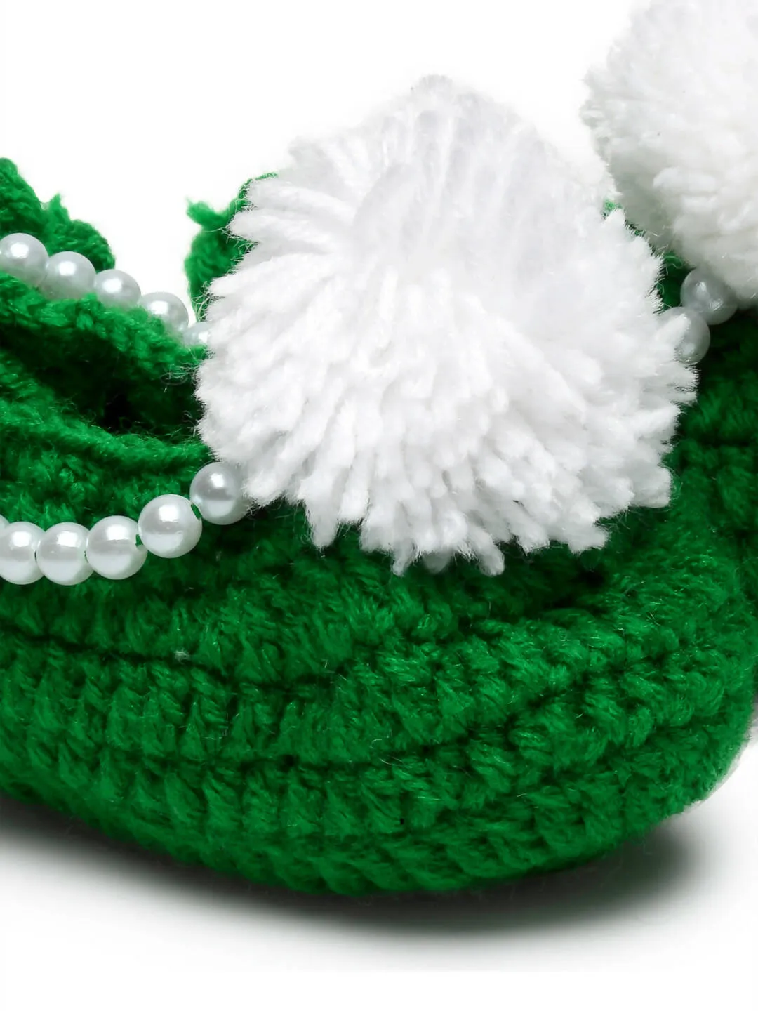 Chutput Kids Woollen Hand Knitted Pom Pom Detailed Booties - Green