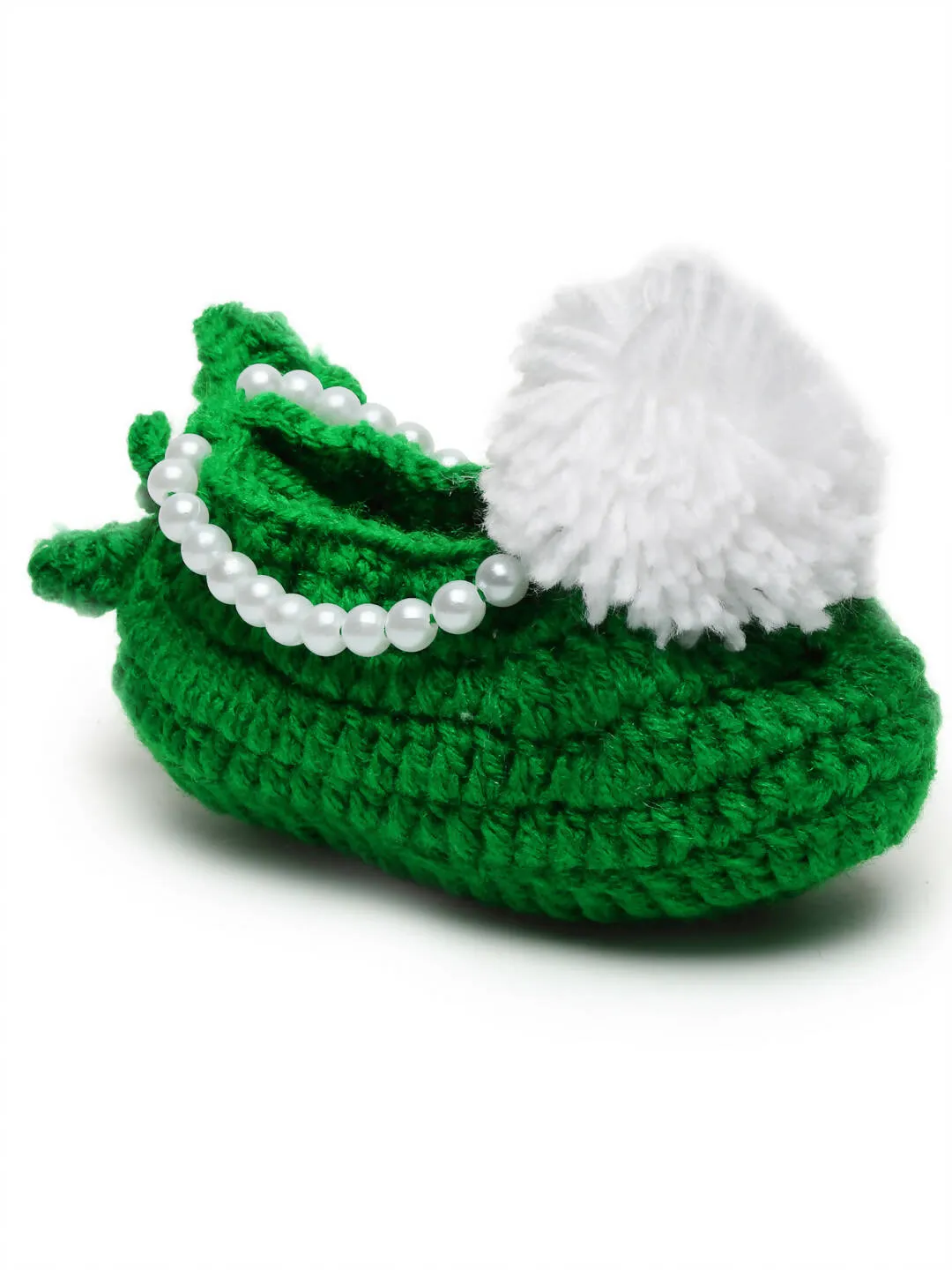 Chutput Kids Woollen Hand Knitted Pom Pom Detailed Booties - Green