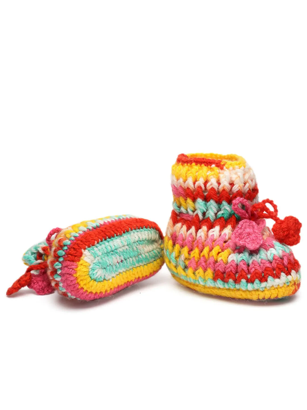 Chutput Kids Woollen Hand Knitted Self Desgin Detailed Booties - Multi