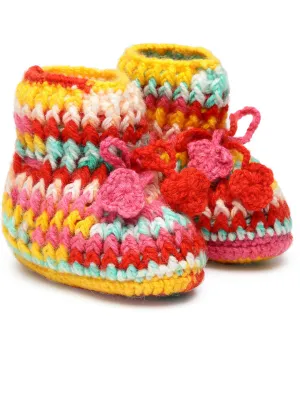 Chutput Kids Woollen Hand Knitted Self Desgin Detailed Booties - Multi