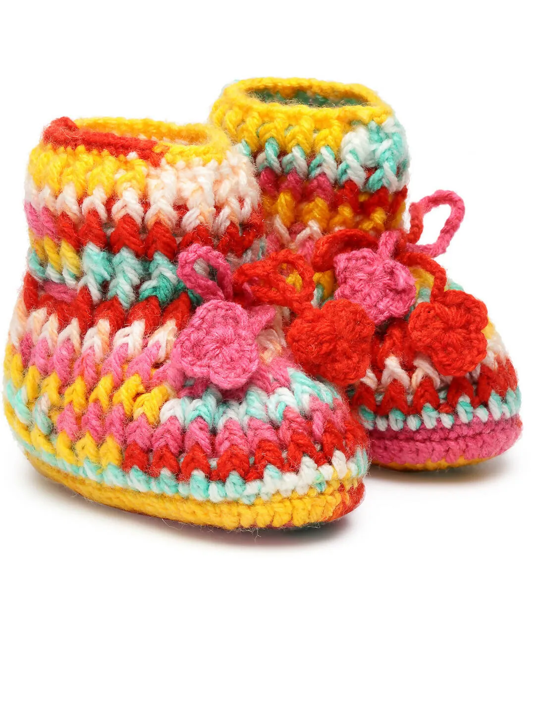 Chutput Kids Woollen Hand Knitted Self Desgin Detailed Booties - Multi