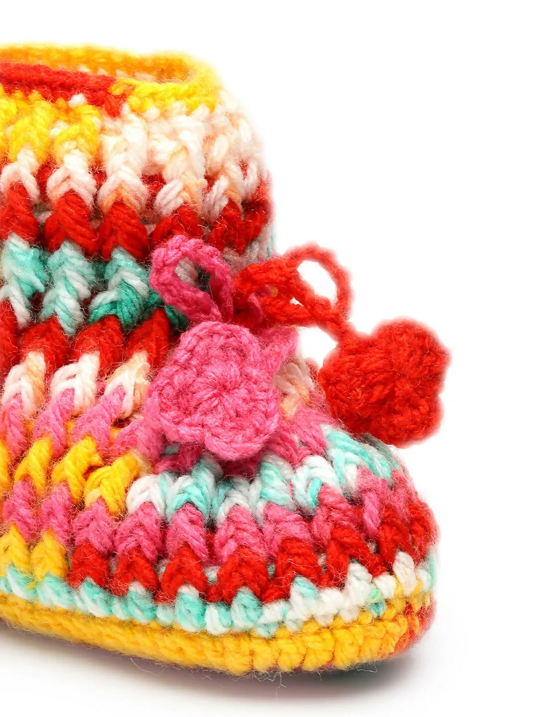 Chutput Kids Woollen Hand Knitted Self Desgin Detailed Booties - Multi