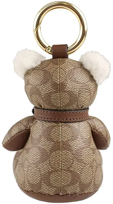 Coach Bear Keychain Leather Limited Edition Collectible Bag Charm In Signature Canvas
